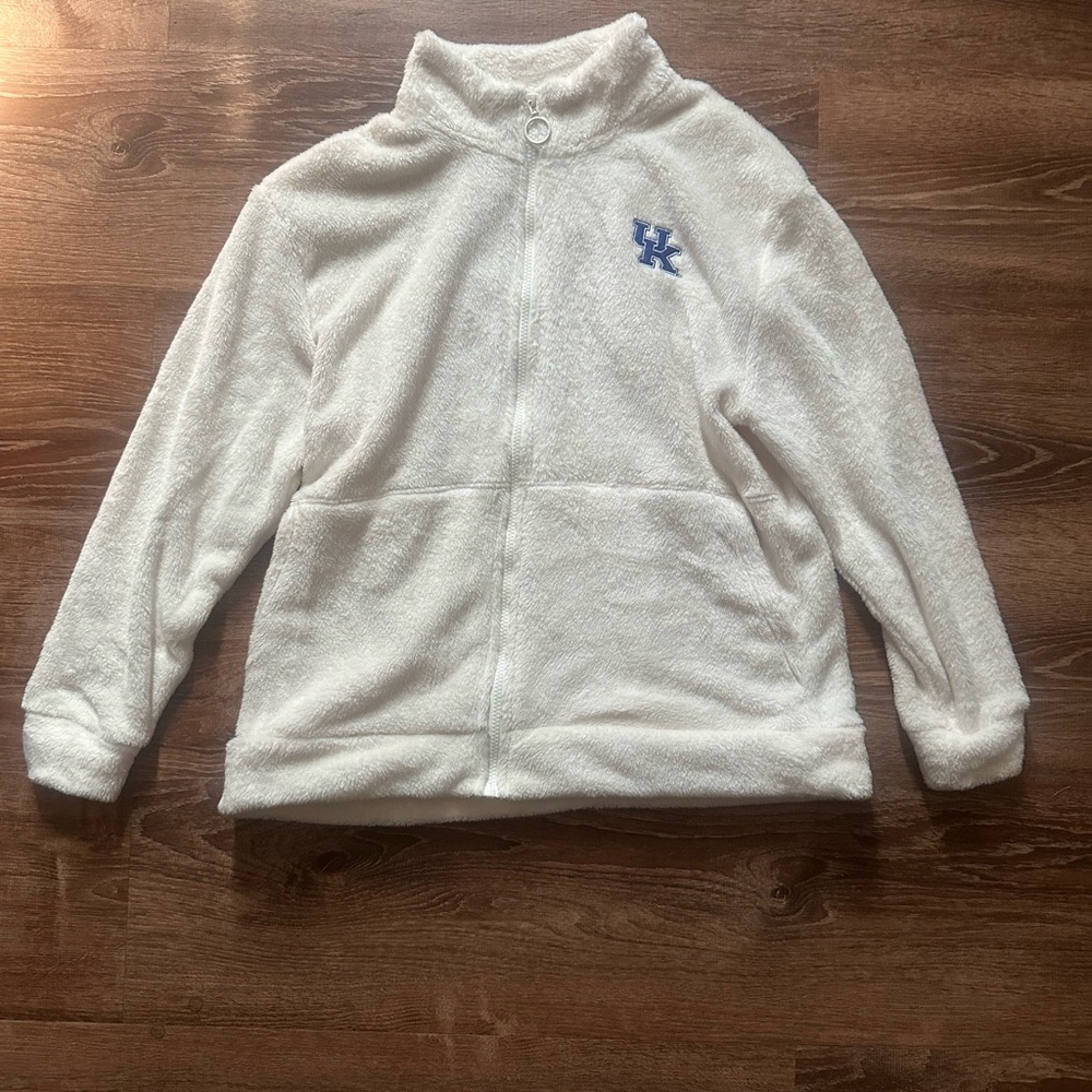 Knights Apparel White Fleece Jacket with Kentucky UK Logo